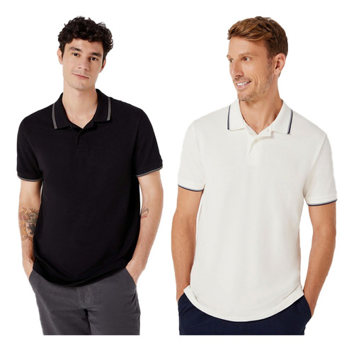 Kit 2 Camisa Gola Polo Básica Curta Masculina Hering Malha 