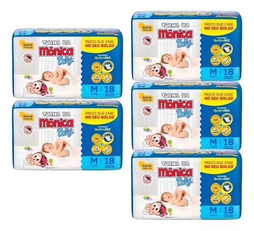 Kit Com 5 Pacotes De Fralda Turma Da Mônica Baby M 18 Gênero Sem Gênero Tamanho Médio (m)