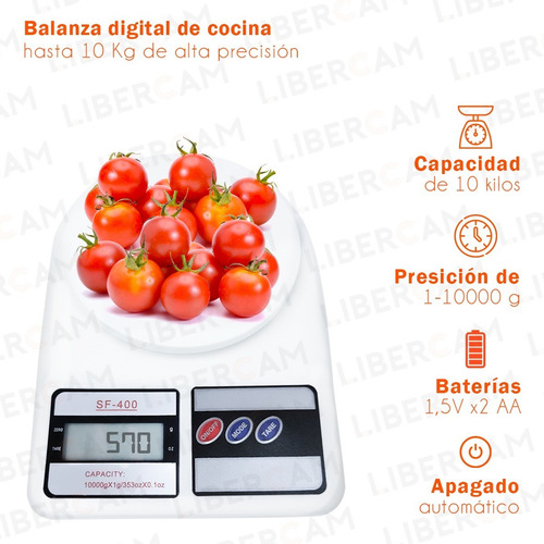 Balanza Alimentos Cocina Digital Hasta 10 Kg Alta Precisión