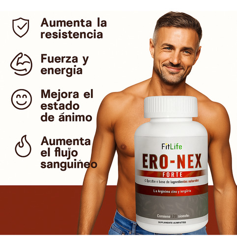 Ero-nex Fitlife Salud De La Prostata | 120 Cáps - 2 Meses Sin Sabor