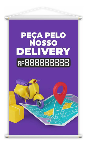 Banner Peça Pelo Nosso Delivery Entregas Contato 80x50cm
