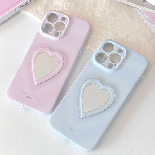 For iPhone Capa Coração 3d Espelho 16 15pro 14