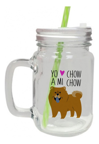 Jar Vidrio Con Tapa - Chow Chow Yo Amo A Mi