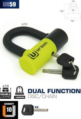 Imagen 2 de 6 de Candado , Tranca De Disco Para Moto Ur59
