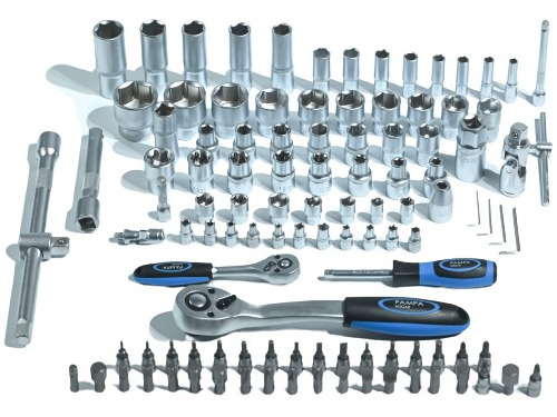 Set Juego De Tubos Bocallaves 110 Piezas 1/2-1/4 Pampa