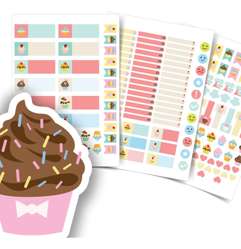 Imagem 1 de 3 de Etiquetas Personalizadas Escolares Cupcake