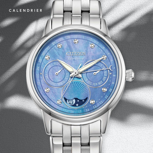 Reloj Citizen Eco Drive Calendrier Para Mujer Original Color de la correa Plateado Color del bisel Plateado Color del fondo Azul acero