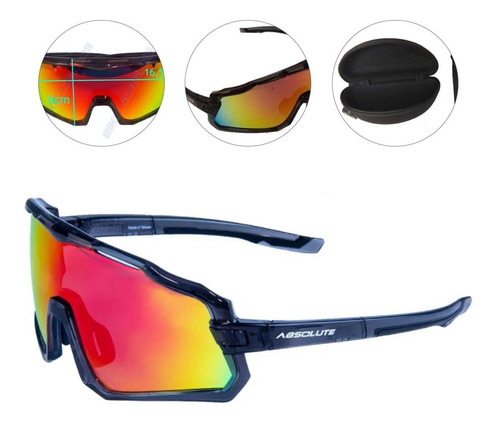 Oculos Para Ciclismo Absolute Wild Cinza Lente Vermelh Uv400