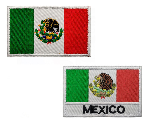 2 Piezas Parche Bordado Bandera México Tricolor Velcro