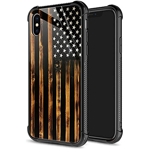 Funda Para iPhone XS Max Classic Wood Grain Old Flag A Pr-02