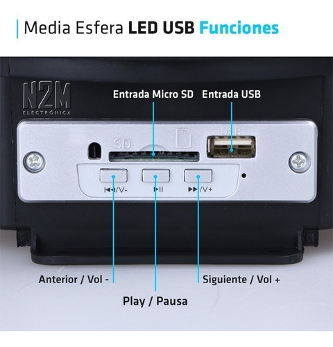 Media Esfera Led Audio Movil Audioritmica Luces Dj Premium