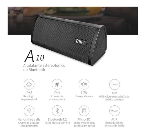 Caixa De Som Mifa Original/portátil- Bluetooth 4.2 10w