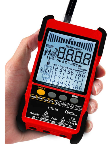 Testador De Cabo Portátil Tooltop Et618 Com Display Lcd