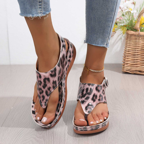 Sandalia Para Mujer, Nueva Talla Grande, Con Estampado De Le