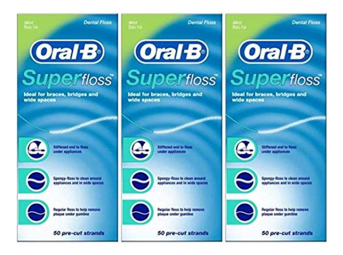 Oral-b Super Floss, 50 Hebras Precortadas, Menta  Pack D