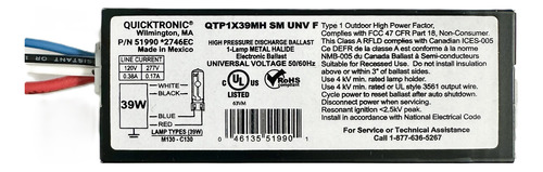 Balastro Foco Descarga Qtp1x39mh/sm Unv F Cdm-hci 35w A 39w