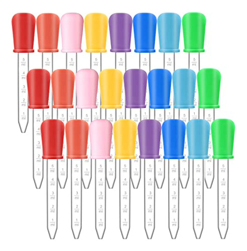 24 Pack Liquid Droppers For Kids Crafts, 5ml Clear Medi...