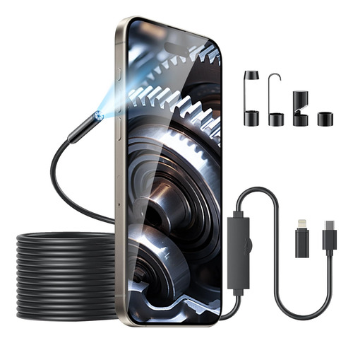 Câmera Endoscópica Iiazimps 1920p Para iPhone Android Com Lu