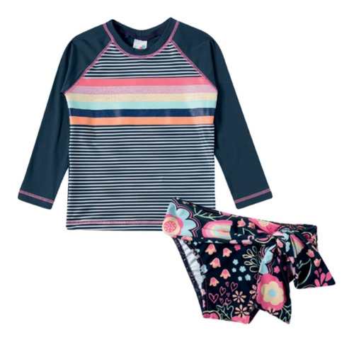 Imagem 2 de 6 de Conjunto Bebe Infantil Biquini Camiseta Praia Proteção Solar