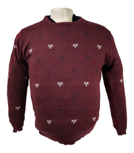 Imagen 2 de 2 de Sweater Lana Hombre Talle Grande Cuello Redondo