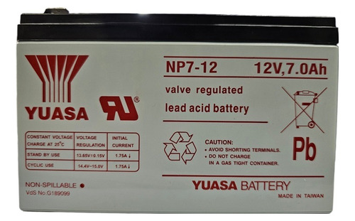 Bateria Recargable Yuasa Np7-12 12v 7ah Taiwan (original)