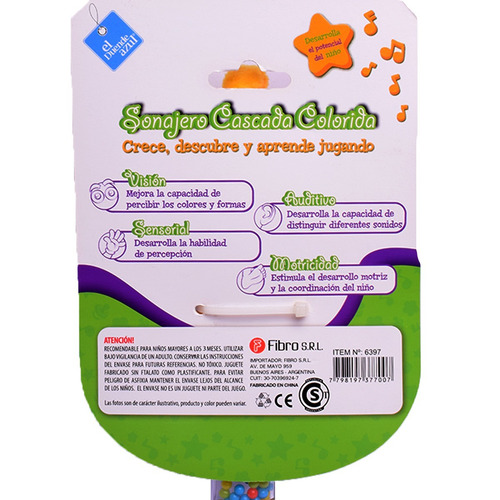Imagen 5 de 8 de Sonajero Cascada De Colores Jirafa Para Bebe El Duende Azul