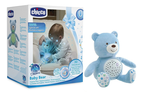 Pelucia Projetor Ursinho Baby Bear First Dreams Azul Chicco