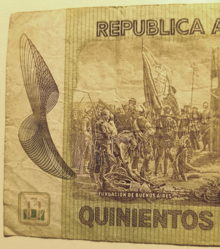 Billete Antiguo Argentino 500.000 Pesos Ley18188 (1970-1983) (Usado)