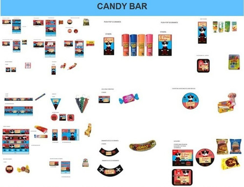 Kit Imprimible Candy Bar Piratas Fiesta 3x1