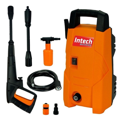 Lavadora de alta pressão Intech Machine Califórnia laranja e preta de 1300W com 1450 Libras de pressão máxima 220V - 60Hz