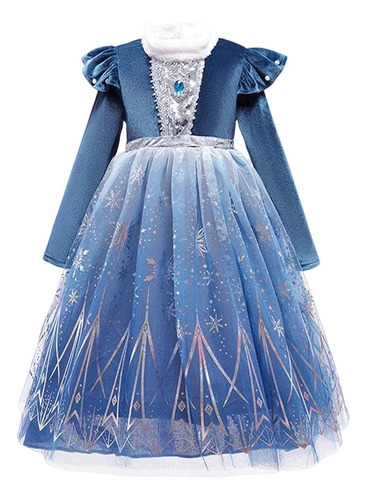 Vestido De Princesa Frozen Elsa Para Niña, Vestido De Reina