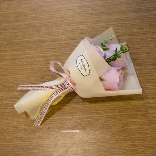 Simulação De Buquê Pink 3 Soap Roses Flower Chinese