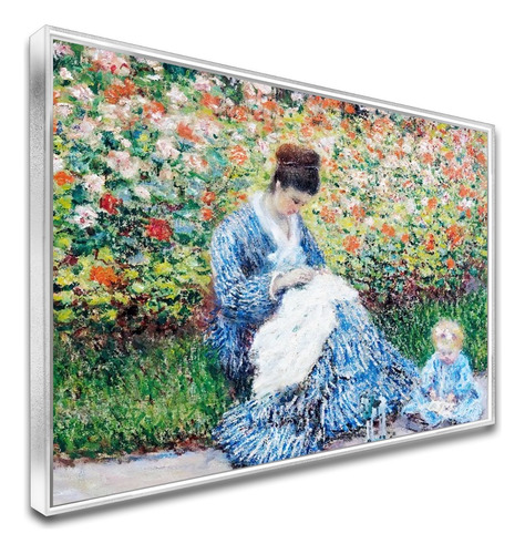 Quadro Uma Criança No Jardim Do Artista Monet C/moldura