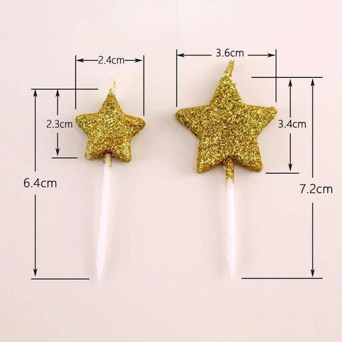 Vela De Pastel Figura Estrella Brillante Accesorio Cupcakes