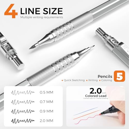 Conjunto De 5 Lápices Mecánicos Para Dibujo Y Escritura