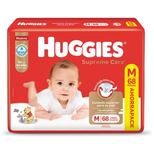 Pañales Huggies Supreme Care M 68 Unidades