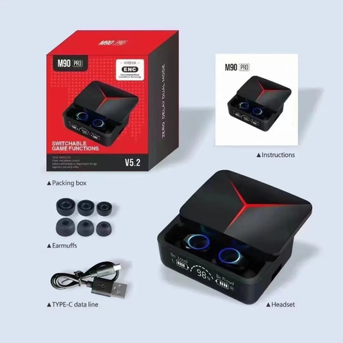 Auriculares Inalámbricos Tws M90pro De Excelente Calidad Negro