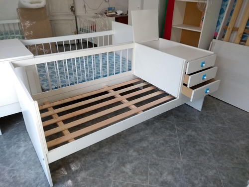 Imagen 6 de 10 de Combo Juego Dormitorio Bebé Cuna Funcional Ropero Chifonier