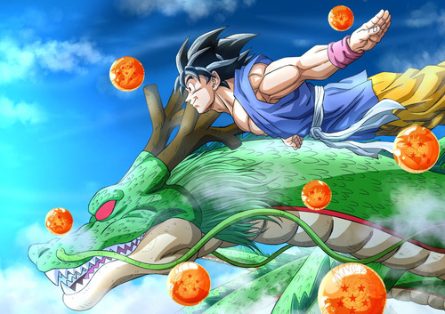 Figura Dragon Ball Goku Niño Y Shenlong En Pose 15cm