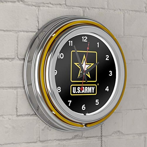 U.s. Army Chrome Double Ring Neon Clock
