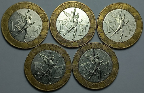 Francia - 10 Francos 1988 - 92 Lote X 5 Distintas (lot 008)