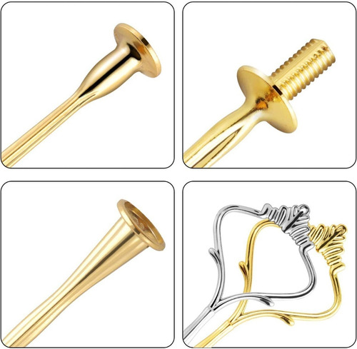 Imagen 3 de 7 de Set X2 Soportes Para Bandeja Base De Resina Plateado Dorado