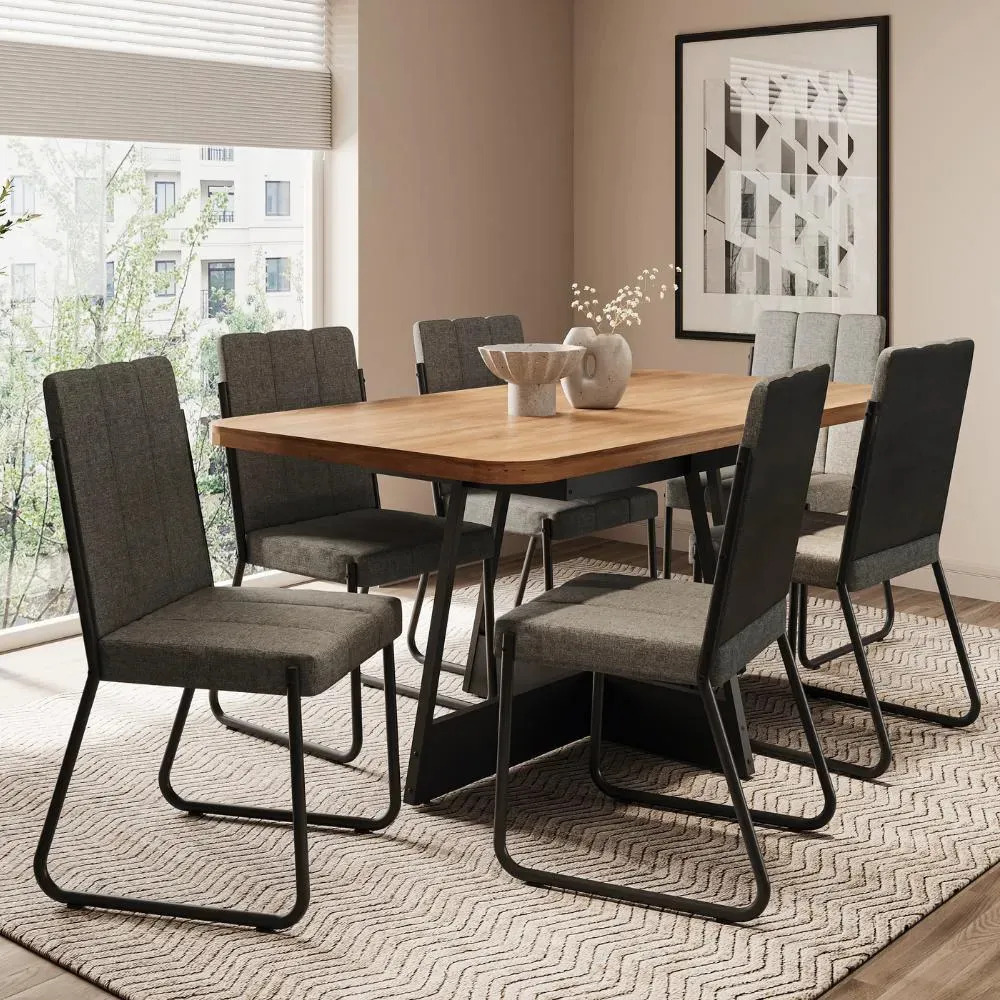 Conjunto Sala De Jantar 6 Cadeiras Vivera Carraro Preto Preto