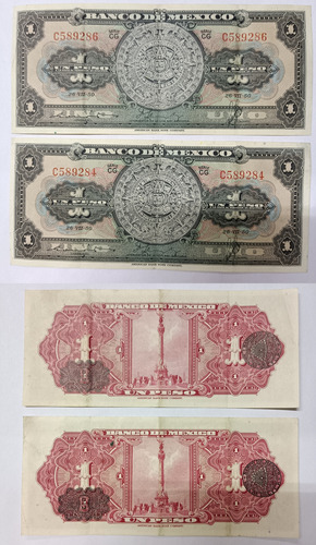 Billete $1.00,calendario Azteca, Año 1950. Serie Negra,cg.