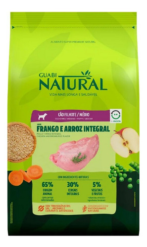 Ração Cão Guabi Natural Filhote Médio Frango/arroz Int 2,5kg