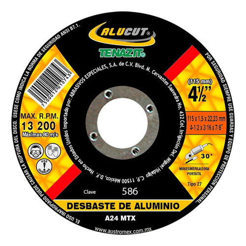Disco De Desbaste Aluminio 4-1/2 Plg Austromex 586