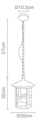 6504, Lampara Colgante, Farol Marca Calux Color Rústico