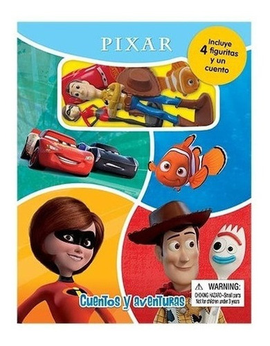 Pixar Cuentos Y Aventuras Libro Niños Con 4 Figuras