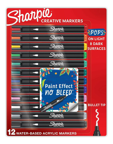 Marcadores Sharpie Creative Acrílicos Punta Bala 12 Pz