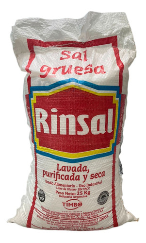 Sal Gruesa Rinsal Timbo X 25 Kg Grado Alimentario